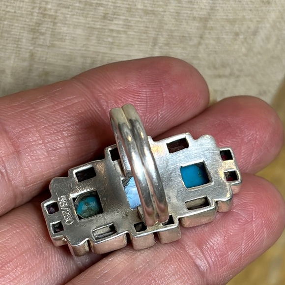 Nicky Butler Raj Rajaglow Blue Turquoise & Multi Gemstone -Sterling Silver ring - Picture 5 of 9